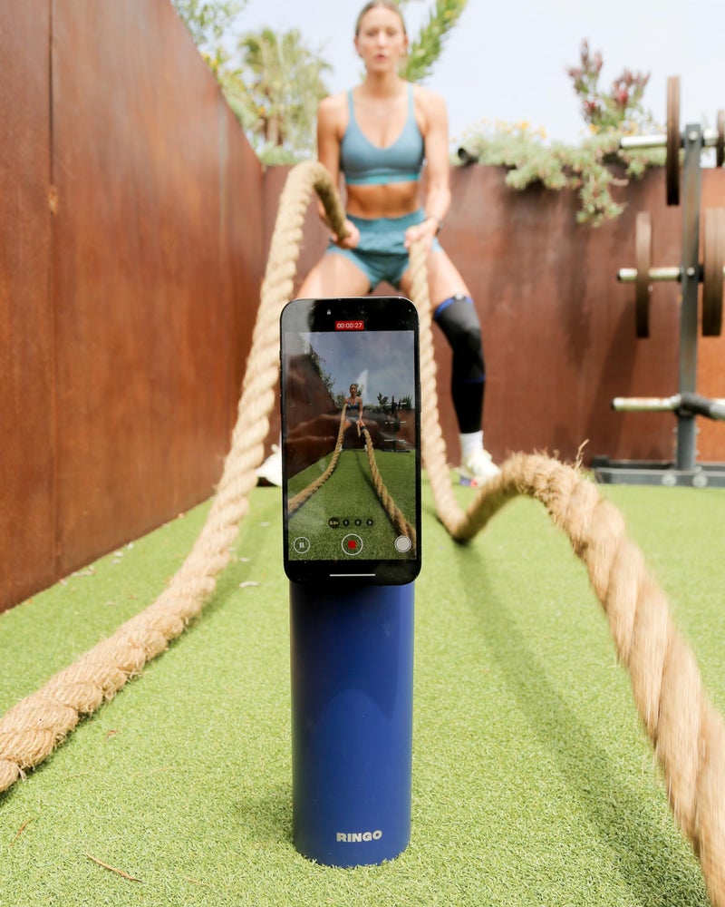 Ringo PRO Water Bottle with Magnetic Phone Mount & Sip Straw Lid - Insulated Stainless Steel Bottle for Workouts, Content Creation, Navigation & Facetime on the Go, 12Hrs Hot/24Hrs Cold Blue 24oz - Image 2