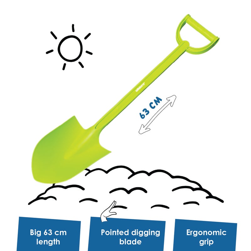 alldoro XXL Sand Shovel 63cm Pointed Blade | Ergonomic Green Handle | Durable Plastic | Sandbox Beach Garden Digging Tool for Kids Age 1.5+ - Image 2
