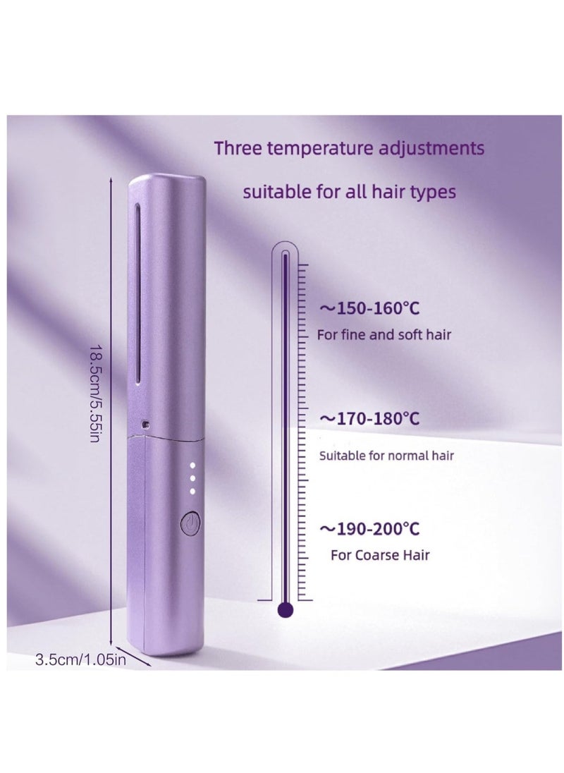 ELTRAZONE Mini Rechargeable Hair Straightener Brush - Portable Hot Comb Hair Straightener for Women, Purple - Image 4