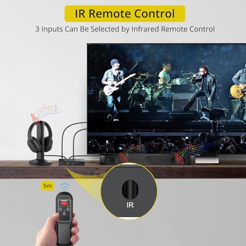 PROZOR Digital Audio Switcher Splitter - 3 in 2 Out 3 Port Spdif Toslink Optical Switch with Remote Control, Aluminum Alloy Material 2 Way Digital Audio Splitter Support LPCM 2.0 DTS Dolby-AC3 - Image 5