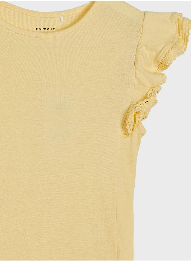 NAME IT Kids Lace Sleeve Trim Top