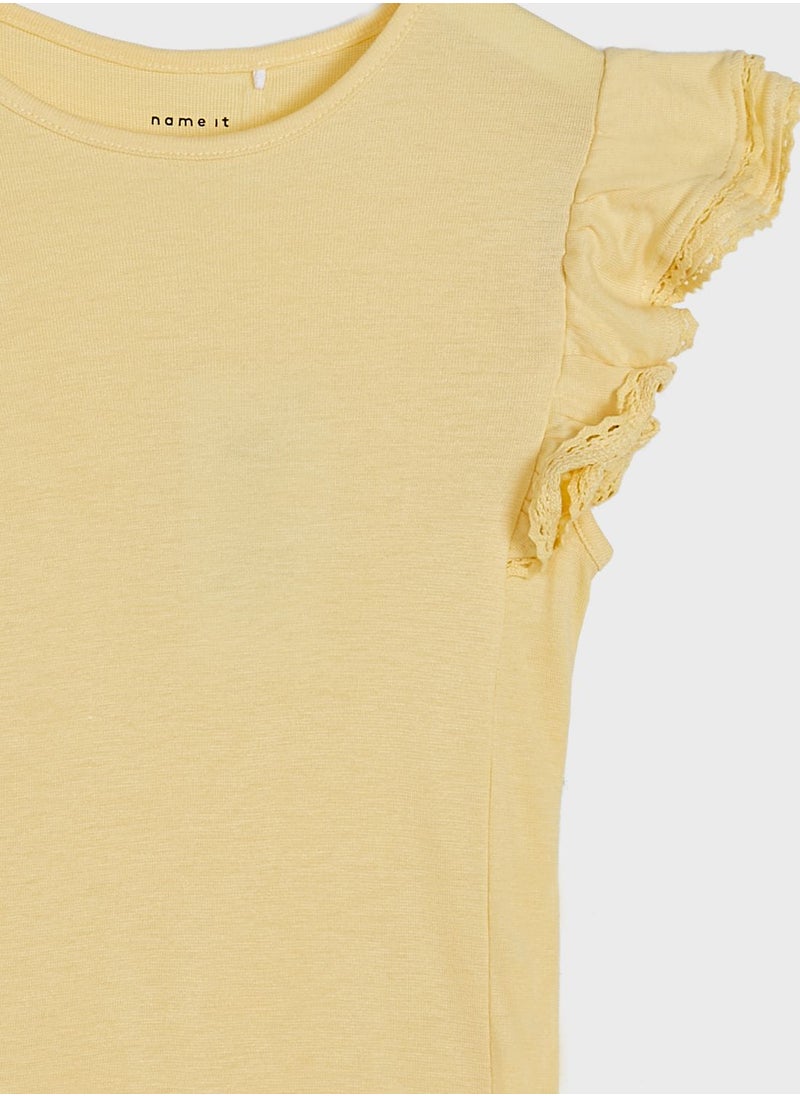 NAME IT - Kids Lace Sleeve Trim Top - Image 1