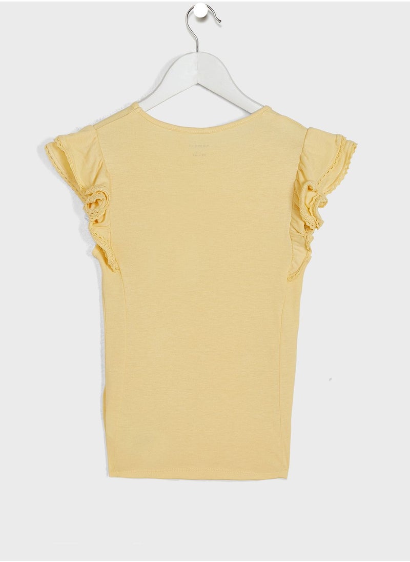 NAME IT - Kids Lace Sleeve Trim Top - Image 1