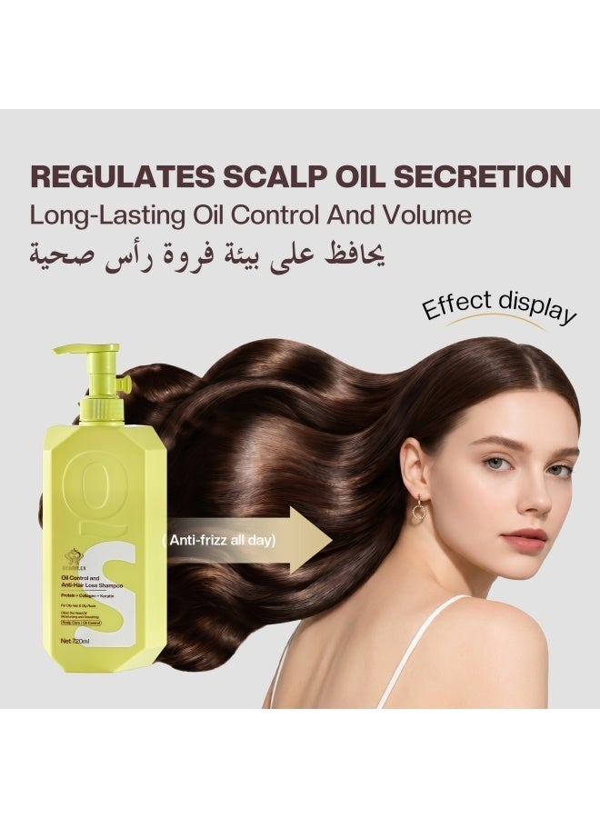 STARPLEX Oil Control Shampoo 720ml - Anti-Hair Loss with Protein Collagen & Keratin | For Oily Hair & Oily Roots | + Free Anti-Hair Loss Spray - Image 1