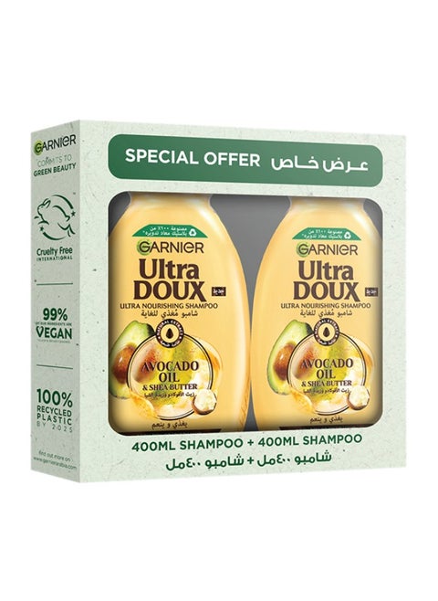 Ultra Doux Nourishing Avocado & Shea Butter Shampoo 400Ml, Pack Of 2