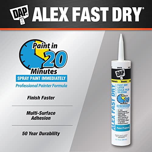 DAP Alex Fast Dry Acrylic Latex Caulk Plus Silicone, White, 10.1 Oz (7079818425) - Image 2