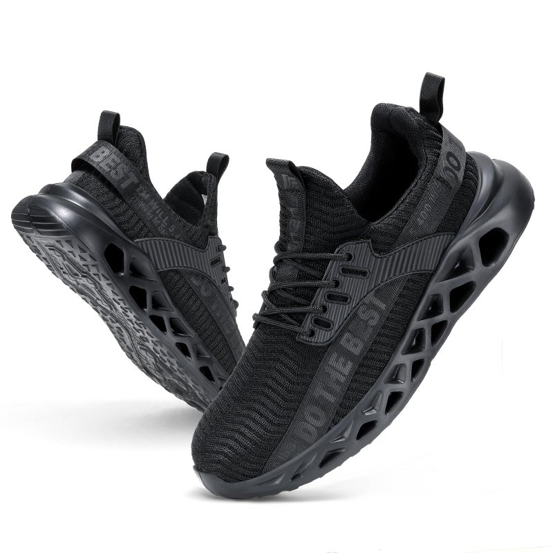 Furuian Steel Toe Sneakers for Men Women Lightweight Safety Shoes Comfortable Puncture Proof Slip On Indestructible Work Shoes All Black - Image 2