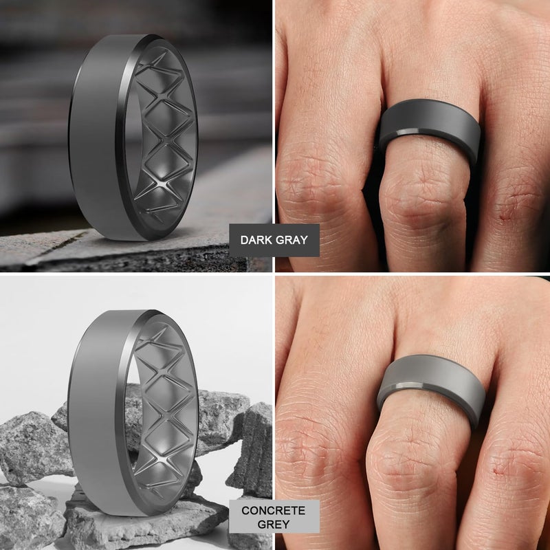 Egnaro Silicone Ring For Men 9mm Wide 2.5mm Thick, Rubber Wedding Bands Ergonomic Breathable Design, Flexible Engagement Rings - Image 4