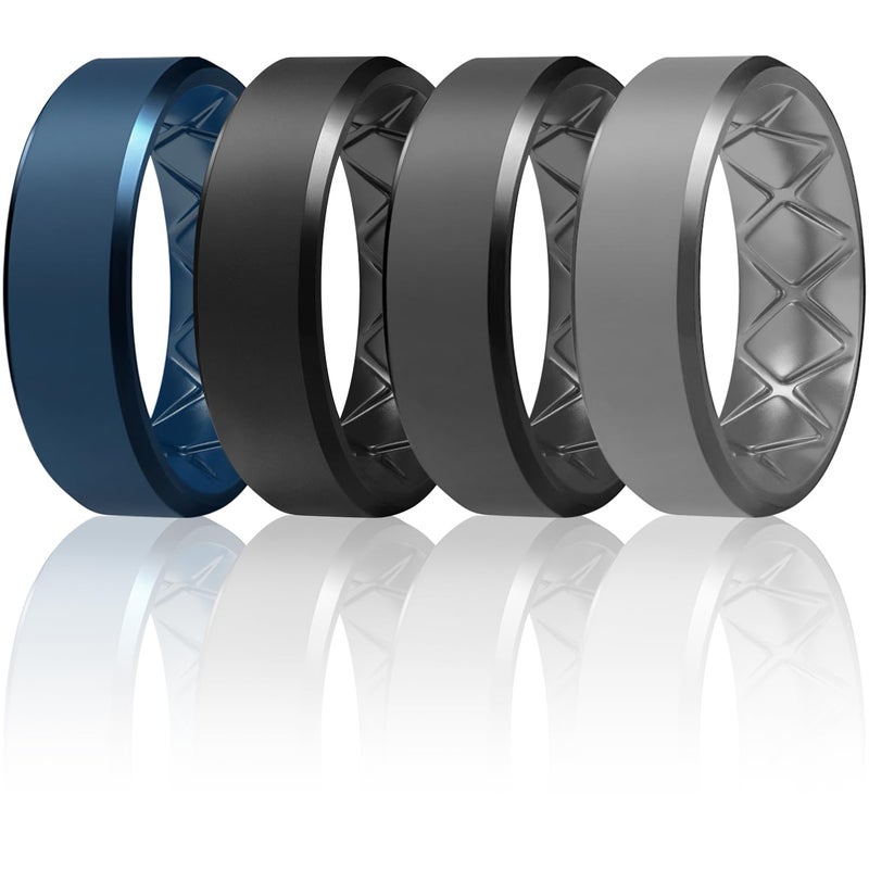 Egnaro Silicone Ring For Men 9mm Wide 2.5mm Thick, Rubber Wedding Bands Ergonomic Breathable Design, Flexible Engagement Rings - Image 1