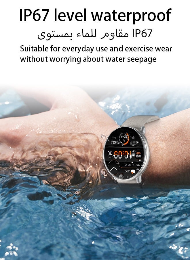 WAPIK Korean Brand Y6 Business Smartwatch Waterproof Fitness Watch Bluetooth Calling Compatible with Android & iOS Heart Rate Monitoring - Silver
