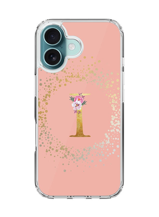 Stylizedd For iPhone 16 Case [Compatible with MagSafe] Slim Magnetic cover Clear Phone Case - Custom Monogram Floral - I (Rose Pink ) - Image 1