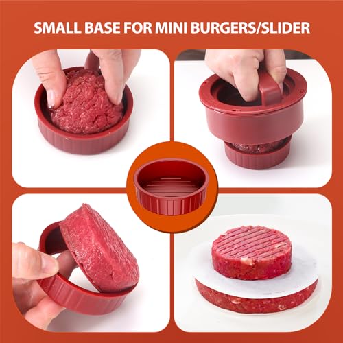 Pisol Hamburger Press, 4-in-1 Burger Press Patty Maker Slider, Stuffed Burgers Sandwich Cutter, Meat Beef Veggie Hamburger Patty Mold with 100 pcs Wax Disc Papers - Image 4