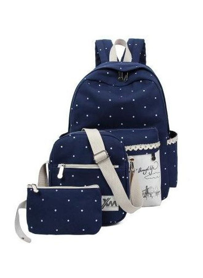 NIBEMINENT 3-Piece Printed Bag Set Blue/White 