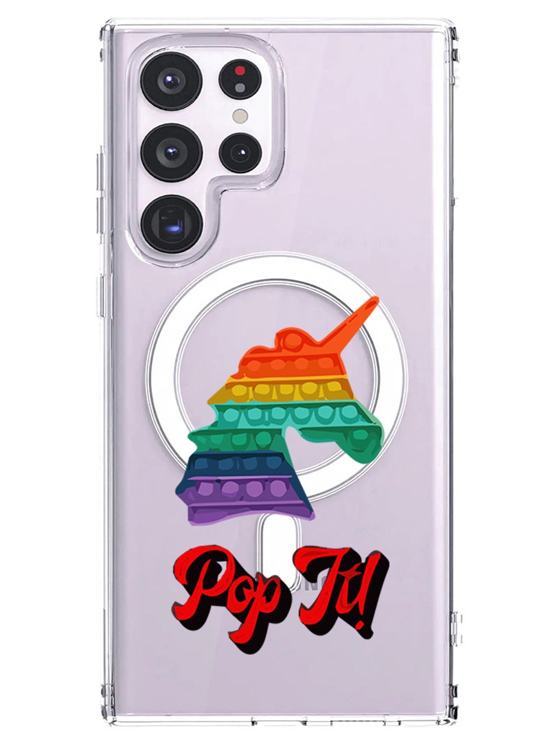 Theodor Magnetic Case for Samsung Galaxy S23 Ultra 6.8-inch Compatible with MagSafe Wireless Charging, Shockproof Phone Bumper Cover Pop It Unicorn - Image 1