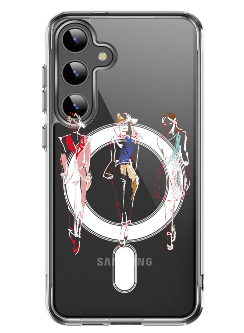 Theodor Magnetic Case for Samsung Galaxy S24 6.2-inch Compatible with MagSafe Wireless Charging, Shockproof Phone Bumper Cover Fashion white - Image 1