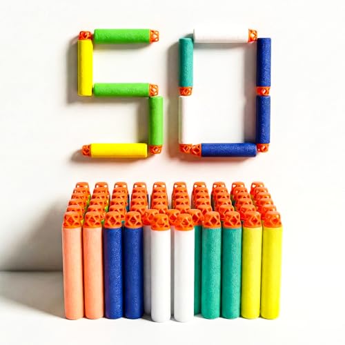 Verat Foam Bullet Dart Bullets for Strike Elite Guns Darts for N-Strike Elite Series Blasters Soft Refill/Nerf Bullets/Nerf Gun Ammo/Foam Blaster (Multicoloured, 50 Pcs) - Image 1