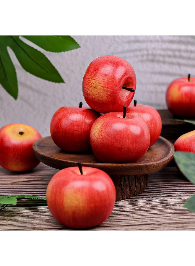 LATIFA 6 Pcs Lifelike Artificial Red Apples, 3.1 inch (8 cm) Faux Fruit Home Decoration - Image 2