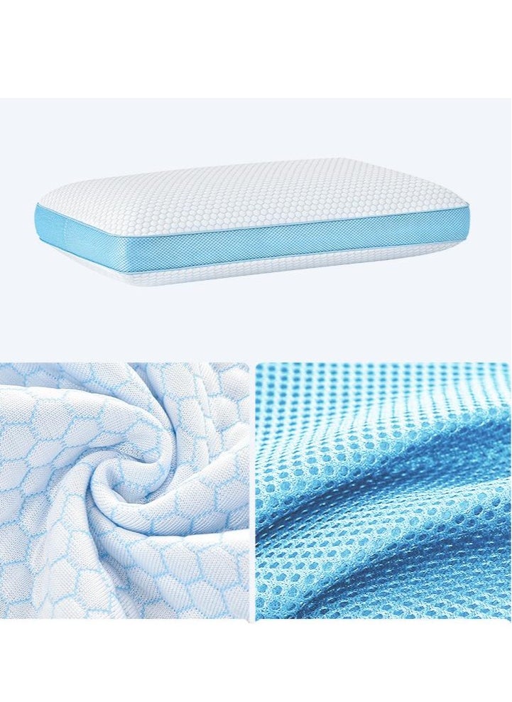 Double-Side Memory Foam Pillow Cervical Neck Pillow for Side Sleeper Medium Firm Soft Two-Sided Ergonomic Relieving neck pain 3D Ice Pillow Breathable Mesh Pillow for Back Stomach Sleeping