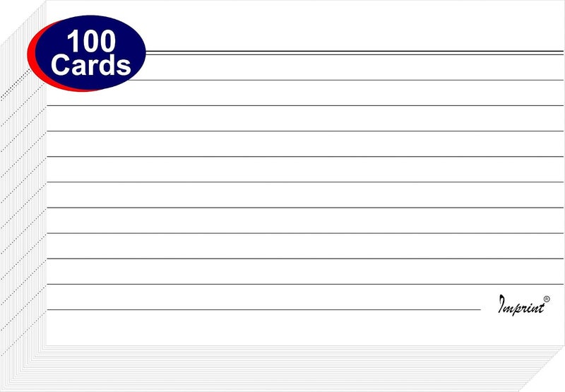 IMPRINT'S Ruled Flash Cards/Index Cards,White Card Stock,4" x 6" Inches, 100 Cards in This Pack - Image 3