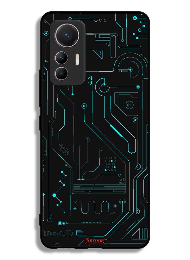 Tolwak غطاء واقي لهاتف Xiaomi 12 Lite فن رقمي دوائر الحد الأدنى عرض متعدد - Image 2