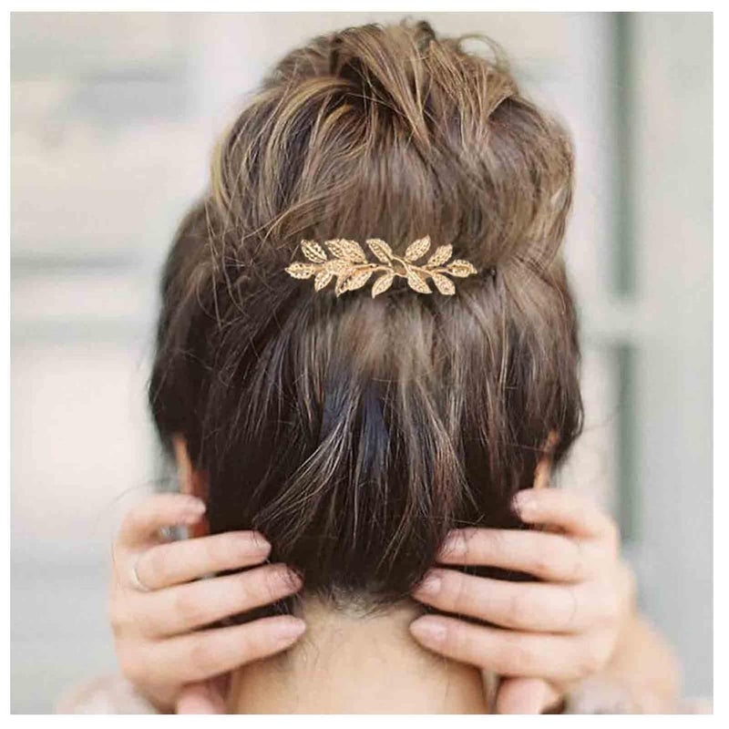 Boho Leaf Hair Comb Gold Wedding Comb Metal Bridal Headpieces Bride Side Comb Branch Leaf Hair Piece Wedding Headpieces Bride Hair Accessories for Bride and and Bridesmaids Gold A