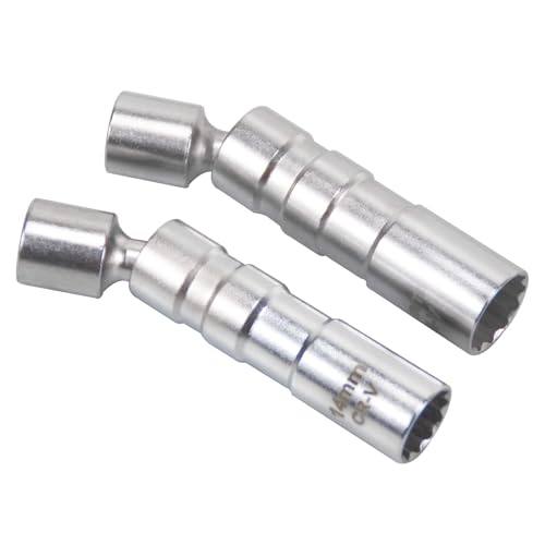 UTMALL 2pcs 12pt Magnetic Thin Wall Universal Joint Spark Plug Socket Removal Installer Tool 14mm 16mm - Image 2