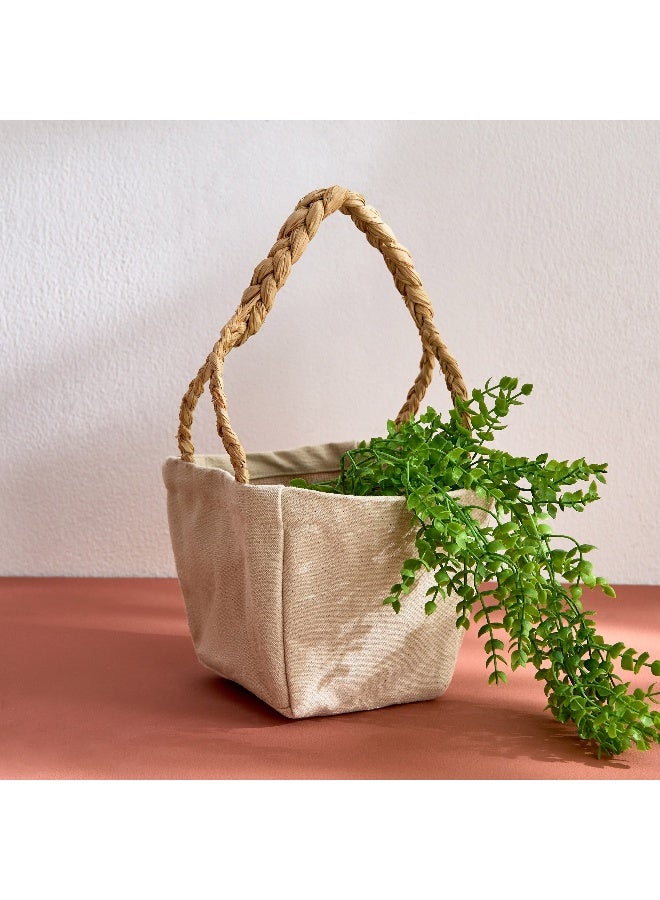 Home Box Bella Canvas Ato Plant Cover with Raffia Handle - 12x12x22 cm  - Image 1