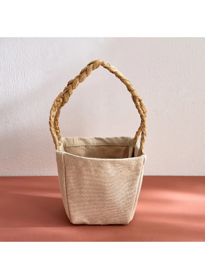 Home Box Bella Canvas Ato Plant Cover with Raffia Handle - 12x12x22 cm