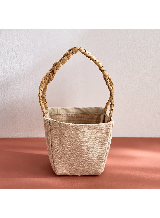 Home Box Bella Canvas Ato Plant Cover with Raffia Handle - 12x12x22 cm  - Image 2