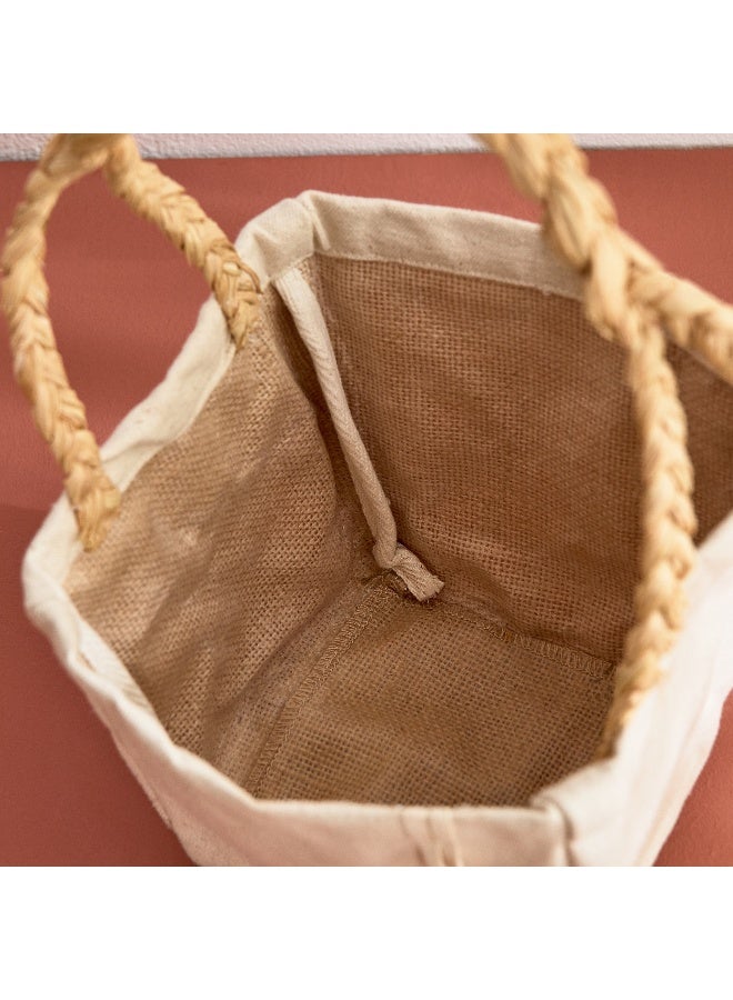 Home Box Bella Canvas Ato Plant Cover with Raffia Handle - 12x12x22 cm  - Image 3