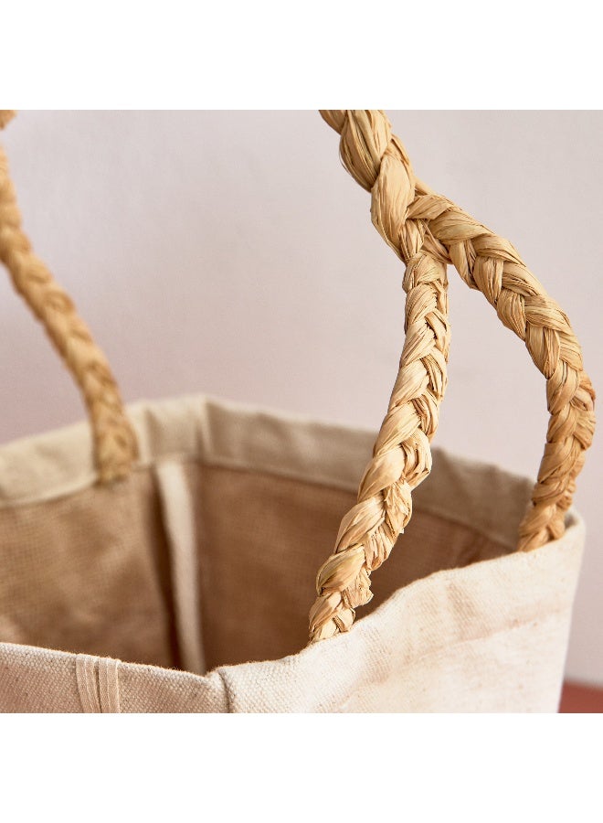 Home Box Bella Canvas Ato Plant Cover with Raffia Handle - 12x12x22 cm  - Image 4
