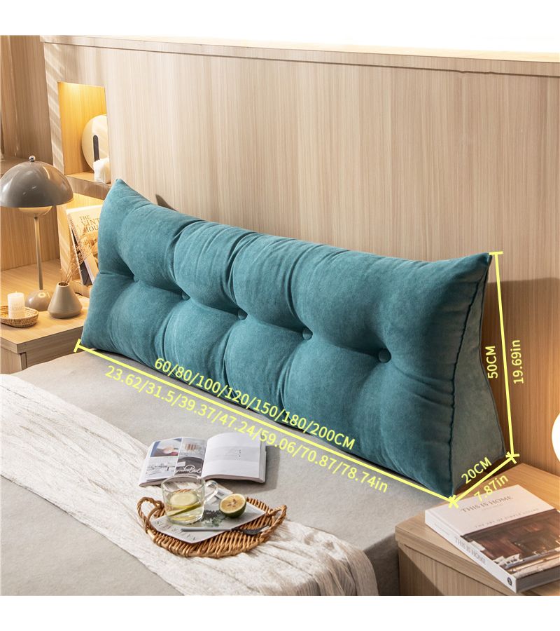Modern Olive Green Trianglular Seat Cushion 39 37 x 7 87 x 19 69 Inches Bedside Lumbar Support With Side Pocket Detachable Design For All Season Use Soft Beige Friendly - Image 3