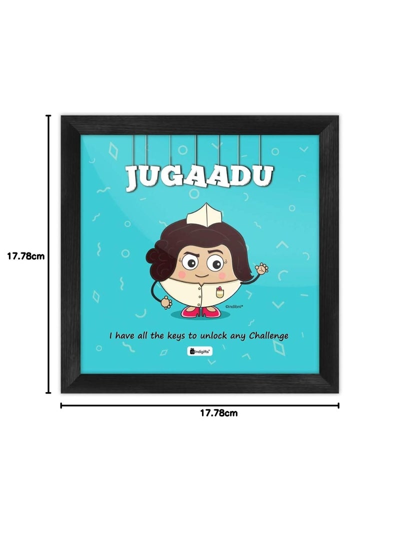 Indigifts Indigifts Funny Gift for Girl Best Friend Sister Jugaadu Printed Poster Frame 6x6 inches- Idea for Friend, Birthday Gift for Girl, Friend, Roommate, Hostel Buddies, BFF Gift  - Image 5
