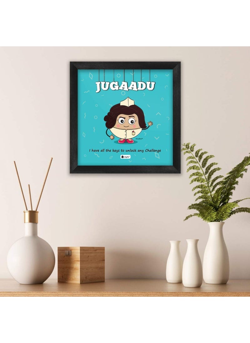 Indigifts Indigifts Funny Gift for Girl Best Friend Sister Jugaadu Printed Poster Frame 6x6 inches- Idea for Friend, Birthday Gift for Girl, Friend, Roommate, Hostel Buddies, BFF Gift  - Image 2