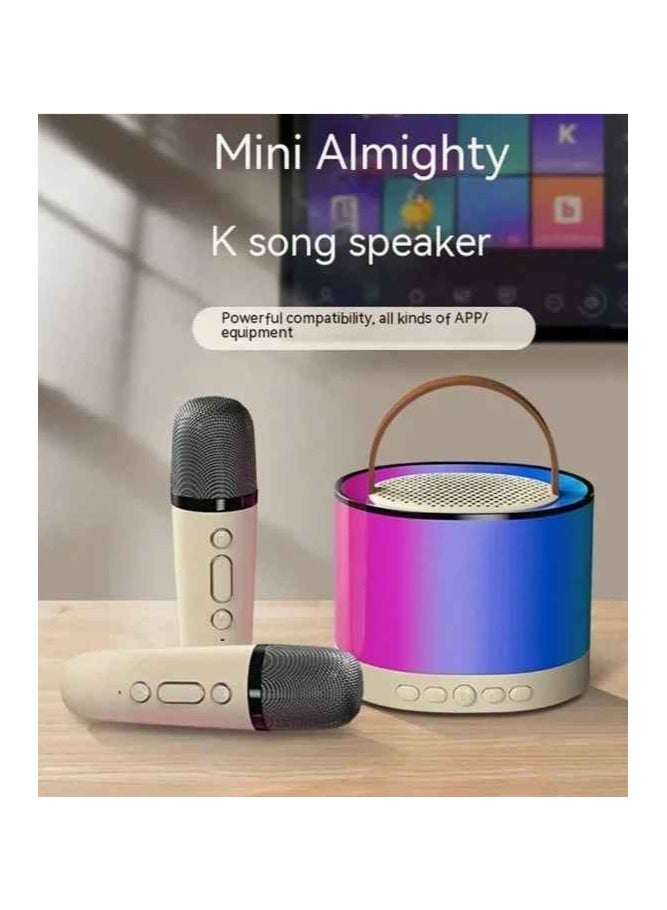 K52 Portable Bluetooth Karaoke Speaker with 2 Wireless Microphones Beige  - Image 3