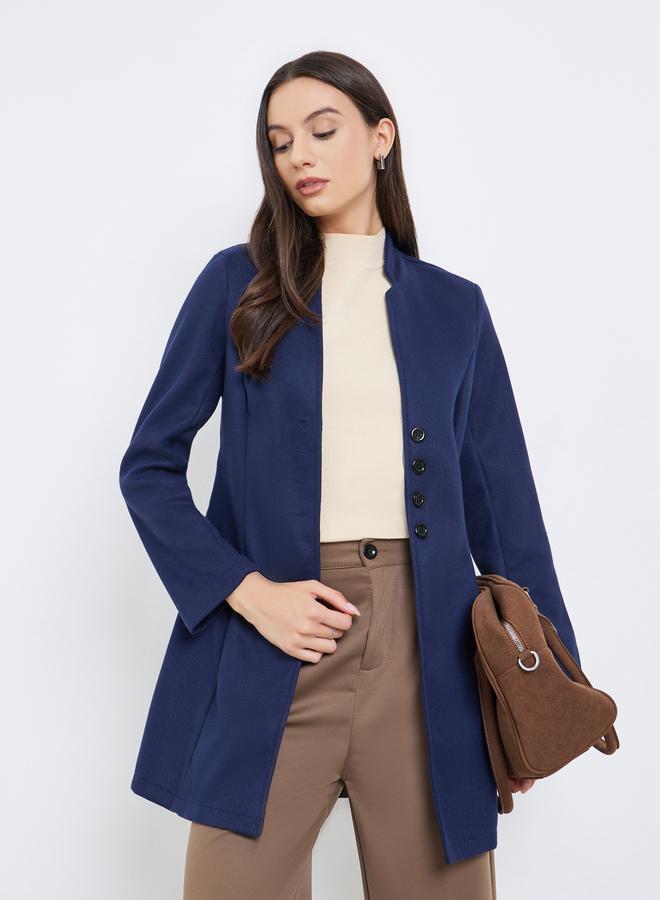 Take Two Women Navy Blue Fitted Long Sleeve Jacket - Image 1