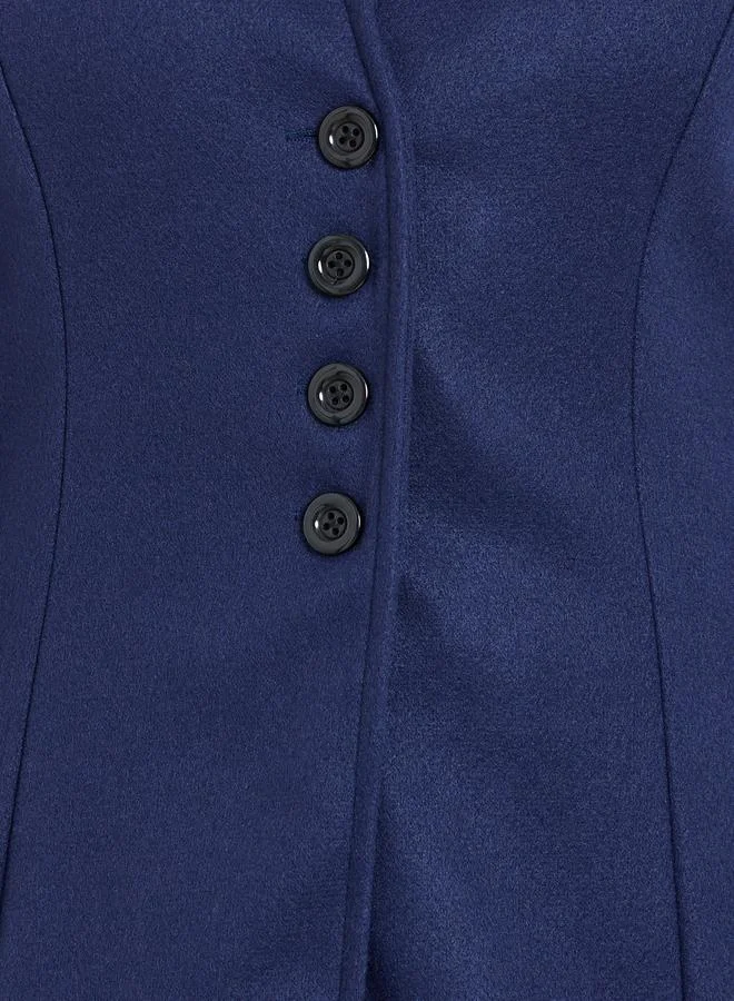 Take Two  Women Navy Blue Fitted Long Sleeve Jacket for Women | Best Price UAE