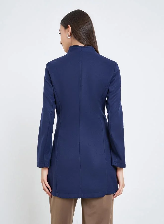 Take Two  Women Navy Blue Fitted Long Sleeve Jacket for Women | Best Price UAE