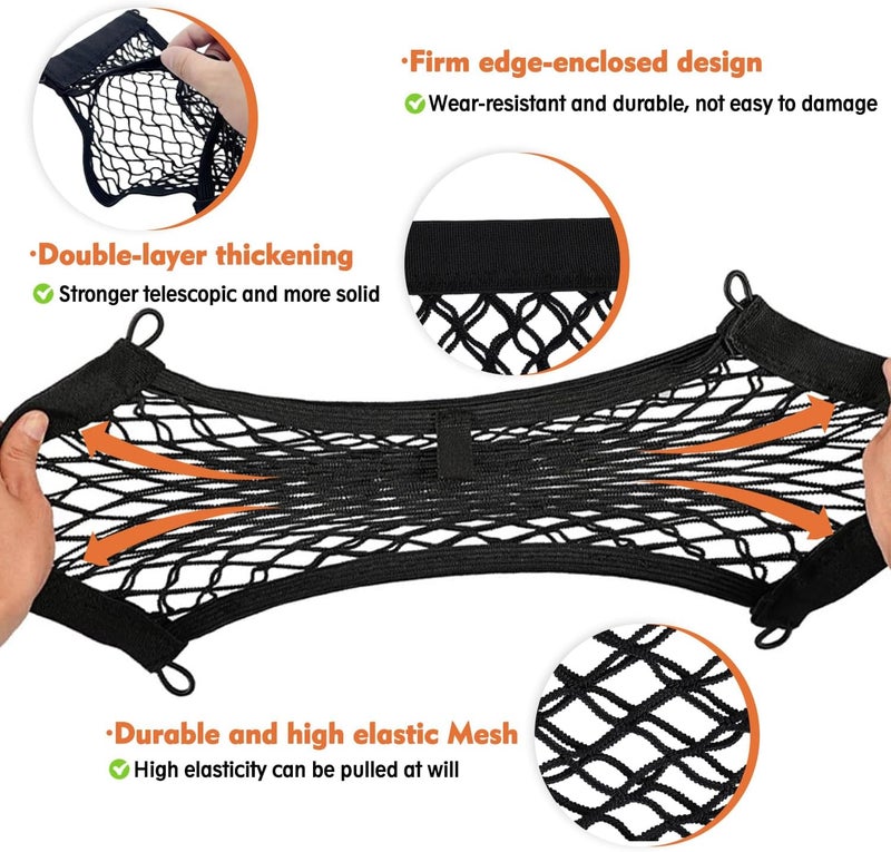 JAMHER Universal Car Boot Storage Net with Screws and Hooks - 45 x 25 cm (2 Pieces) - Image 3