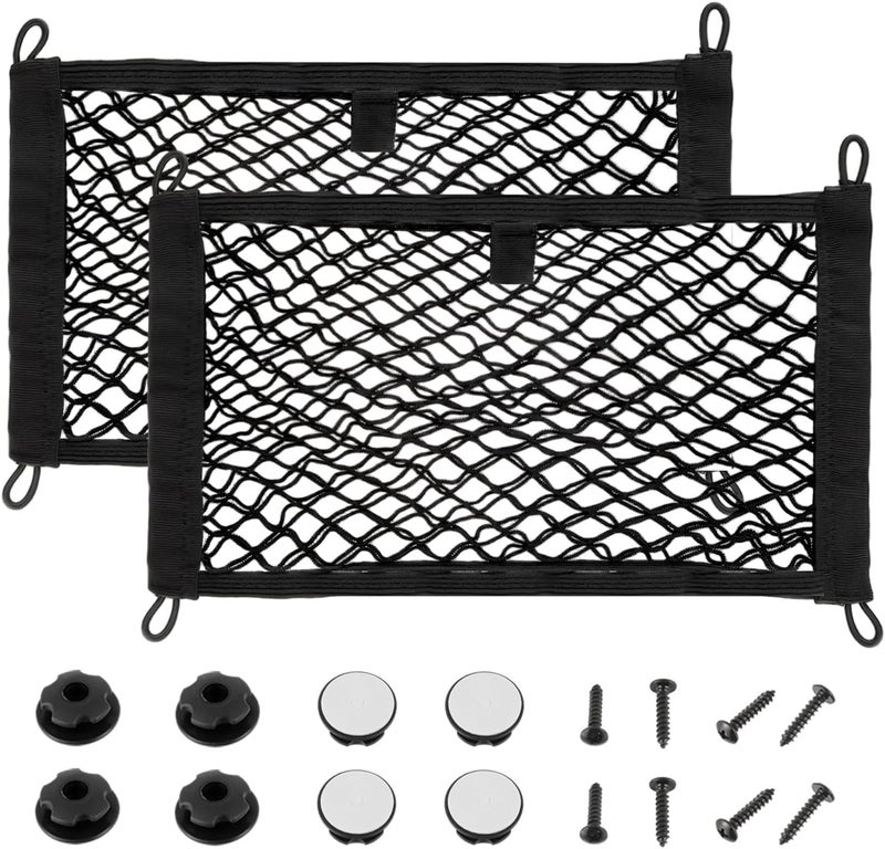 JAMHER Universal Car Boot Storage Net with Screws and Hooks - 45 x 25 cm (2 Pieces) - Image 1