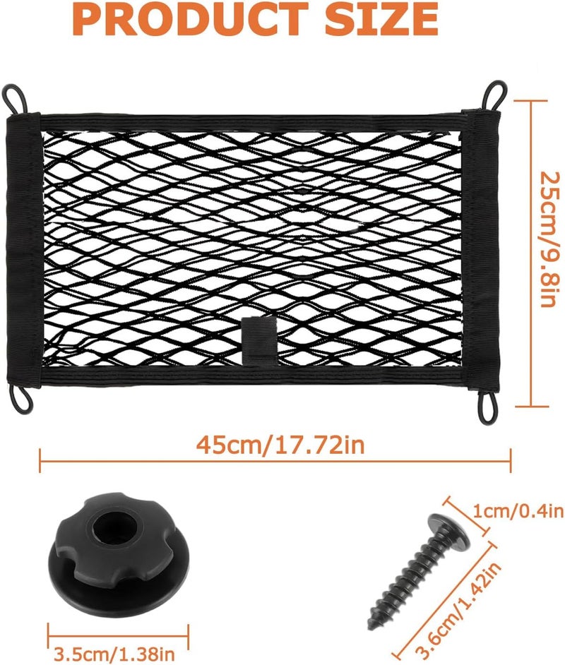 JAMHER Universal Car Boot Storage Net with Screws and Hooks - 45 x 25 cm (2 Pieces) - Image 2