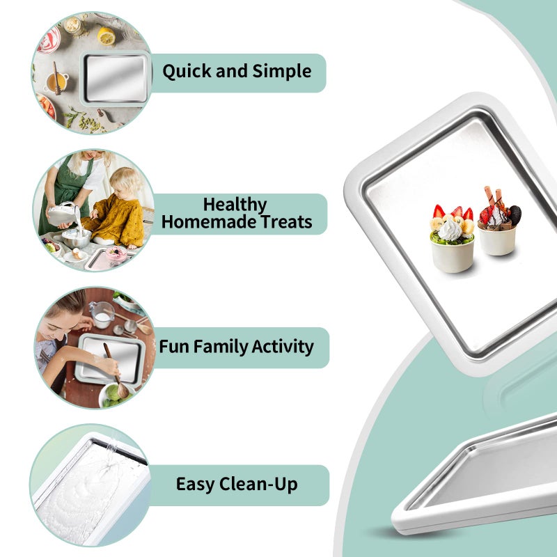 climafusion Instant Ice Cream Maker, Rolled Ice Cream Maker, Frozen Yoghurt Plate Instant Gelato Pan/Roll, Homemade DIY for Fun Parent-Child Activities Families White - Image 3