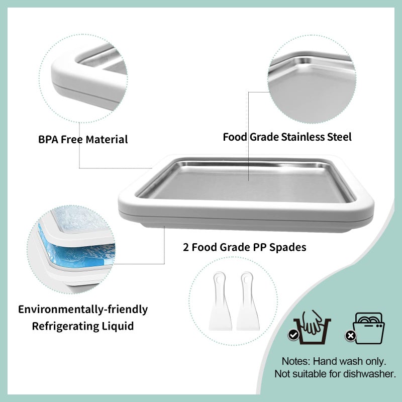 climafusion Instant Ice Cream Maker, Rolled Ice Cream Maker, Frozen Yoghurt Plate Instant Gelato Pan/Roll, Homemade DIY for Fun Parent-Child Activities Families White - Image 4