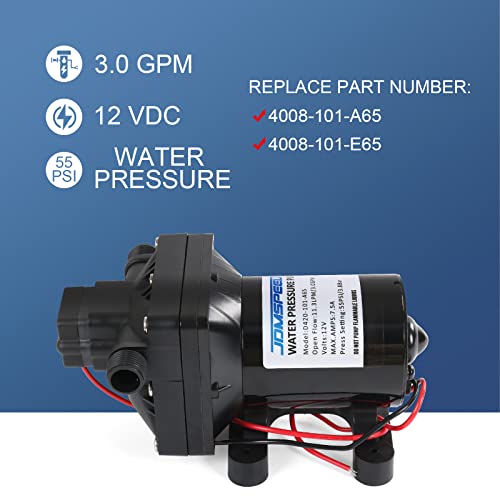 DICMIC 3.0 GPM 12V 55 PSI Revolution Water Pump Compatible with Camper, RV, Shower, Sprayer Replace# 4008-101-A65, 4008-101-E65 - Image 3