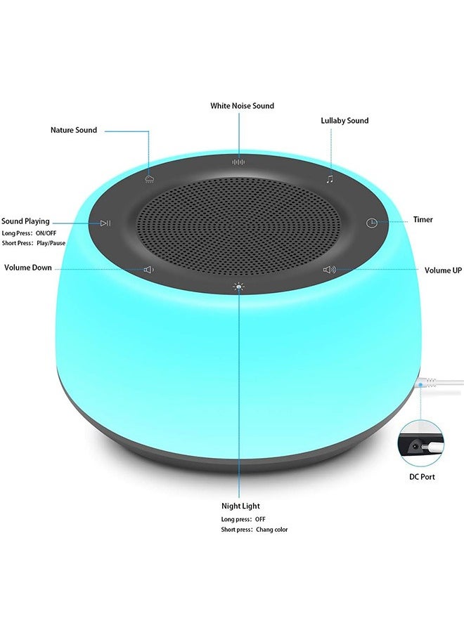 LENND - Sound Machine with Night Light.White Noise Machine for Sleeping Adults.White Noise Maker for Bedroom Home - Image 1