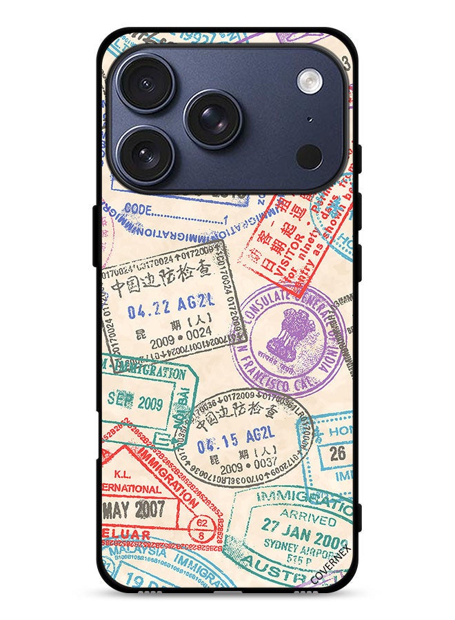 Covernex Apple iPhone 17 Pro Protective Case Cover Travel Stamps Pattern - Image 1