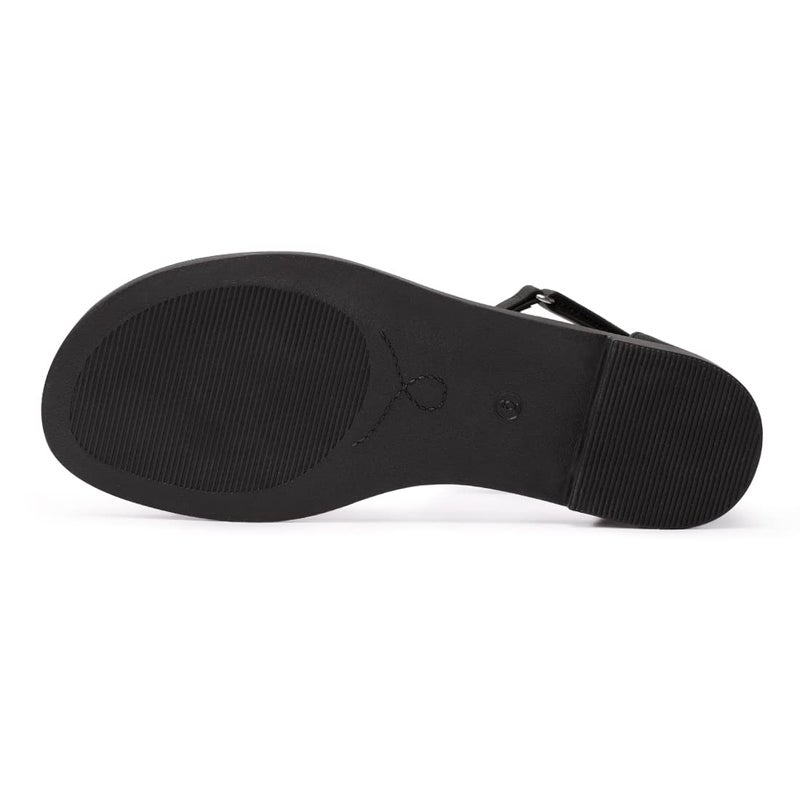 LM Women's Flat Sandals Open Toe One Band Ankle Strap Sandals Casual Summer Flat Sandals (10, Black) - Image 5