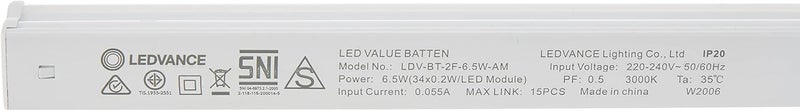 LEDVANCE LEDVANCE LED VALUE 6.5W 2FT Batten Warm White - Image 2