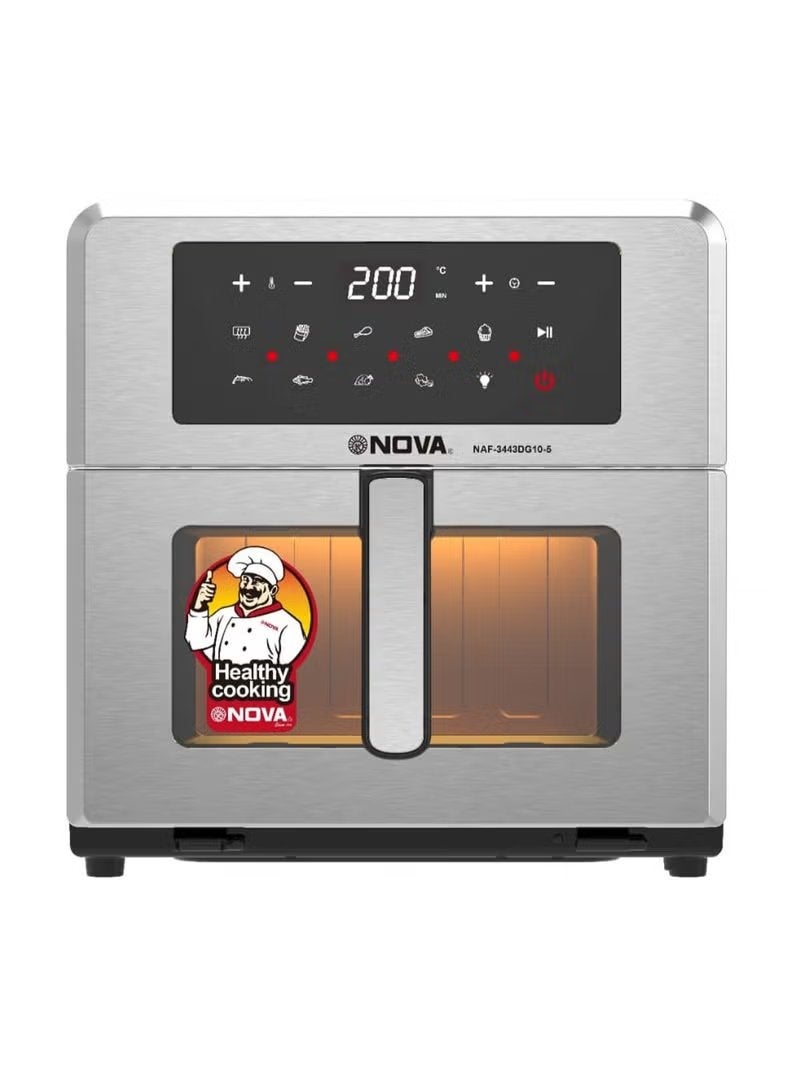 NOVA Digital Air Fryer 10.5L Large Capacity with Double Heating System, Smart Touch Control Panel, Low Oil Healthy Cooking, Multi-Function Fry Roast Bake, Fast Even Cooking Kitchen Appliance - Image 2
