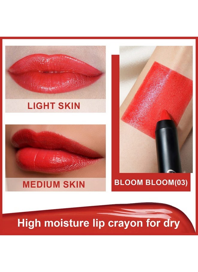 Oulac Coral Red Lipstick - Moisturising Lipstick Tinted Lip Balm For Dry Lips | Vibrant Bright Red Lip Crayon & Blush - Lip Colour And Cheeks Makeup | 2.48G, Bloom Bloom (03)  - Image 2